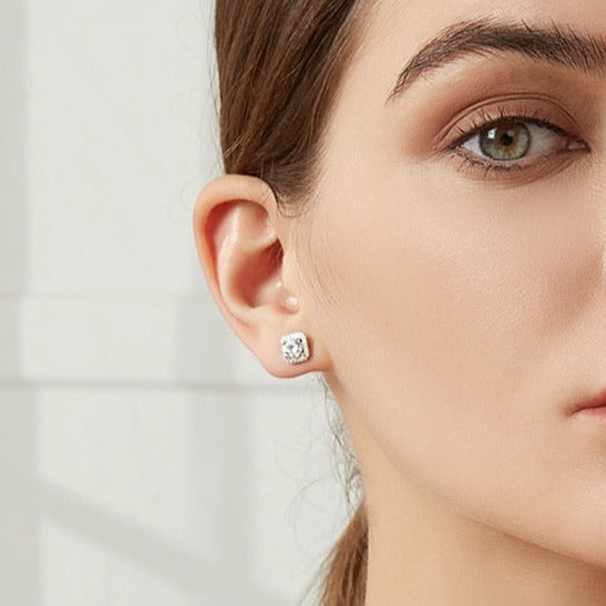 Sterling Silver Stud Moissanite Diamond Earrings NZ