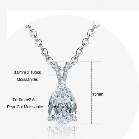 2 carat pear moissanite pendant necklace Holloway Jewellery