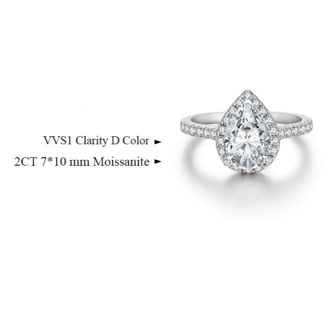 Pear Shape Moissanite Engagement Ring 18K Gold