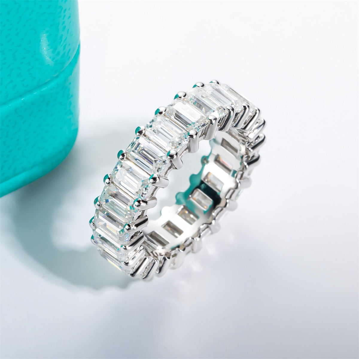 Emerald Cut Moissanite Diamond Eternity Ring Australia