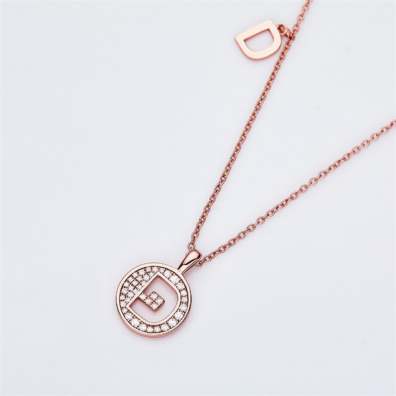 Moissanite Initial Necklace Pendant 925 Sterling Silver 18K Rose Gold Plated