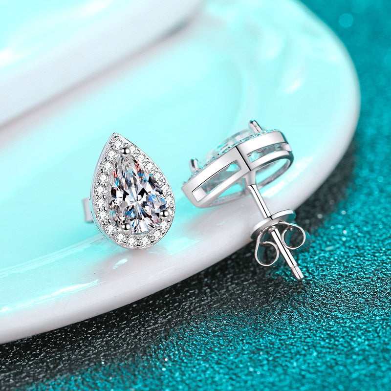 Moissanite Sterling Silver Earrings USA