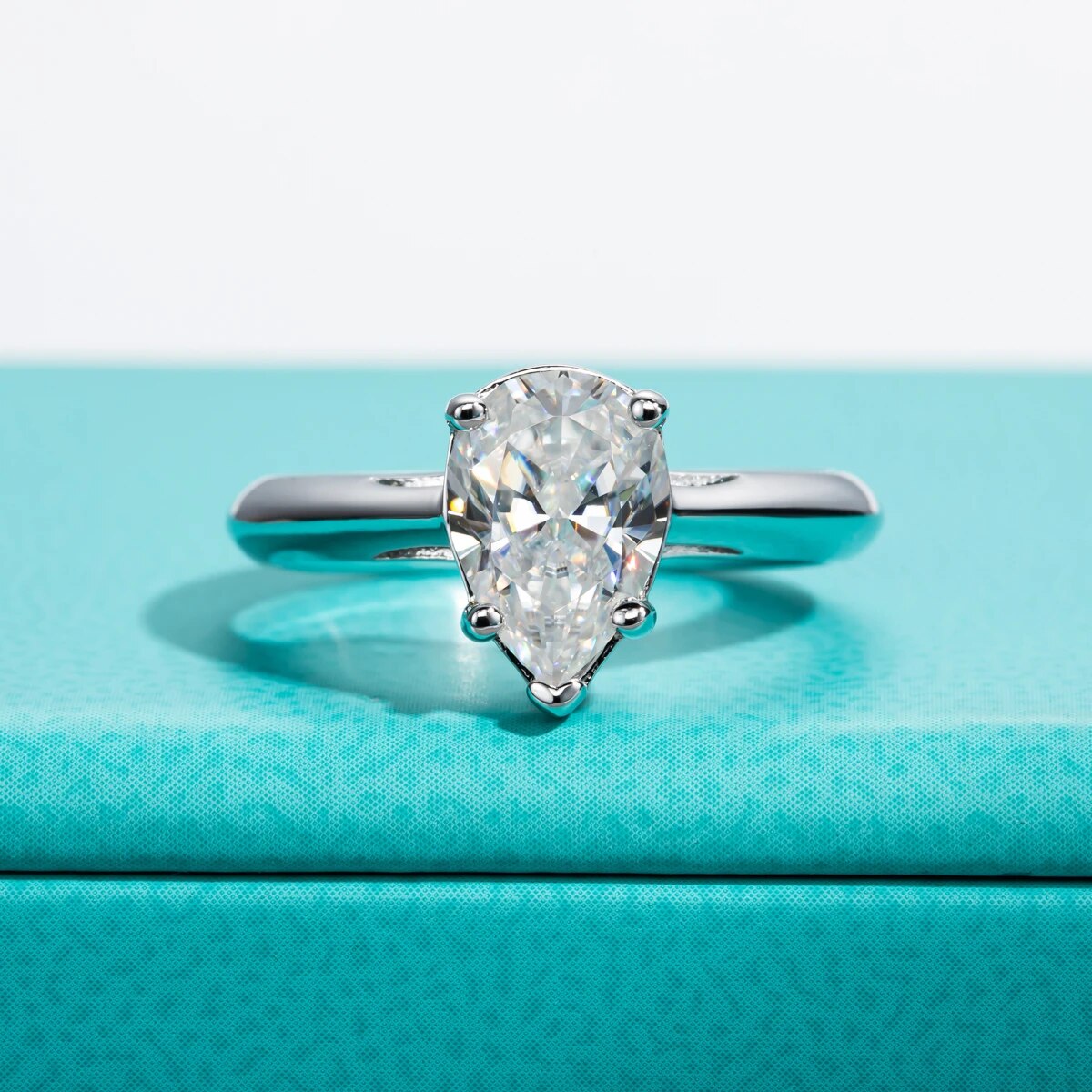 Pear Shape Moissanite Diamond Solitaire Ring