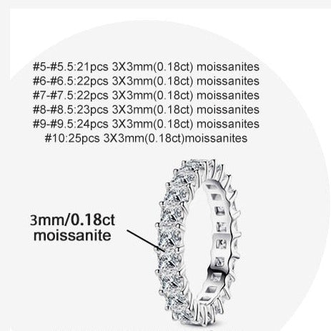 Holloway Jewellery Princess Cut Moissanite Diamond Eternity Ring