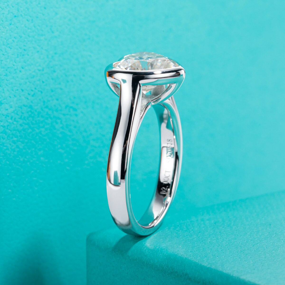 Sterling Silver Heart Moissanite Ring