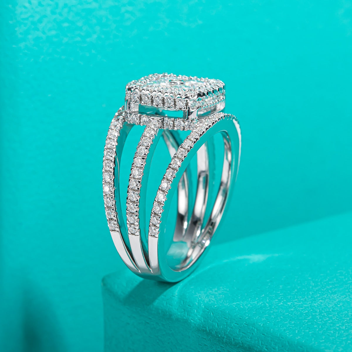 Holloway Jewellery UK Moissanite Square Halo Ring