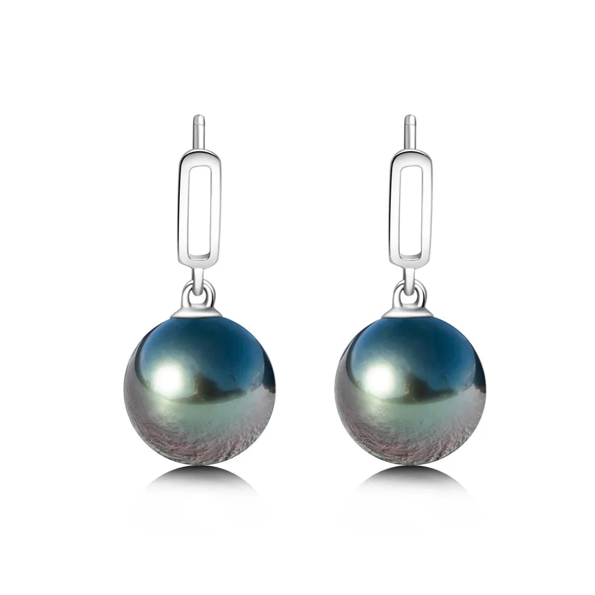 Tahitian Black Pearl Drop Earrings 18K Solid Gold