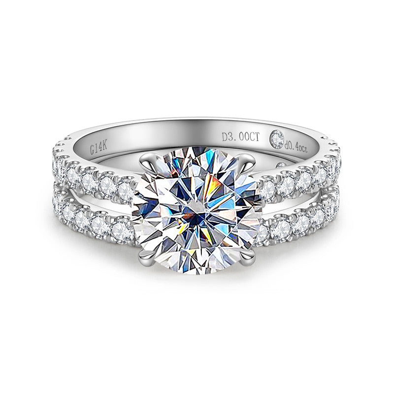 Moissanite Diamond Ring Set 14K White Gold Holloway Jewellery