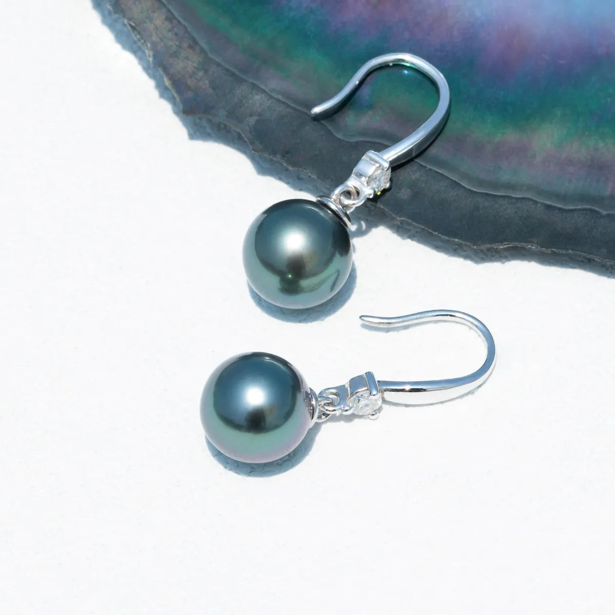 Tahitian Black Pearl Moissanite Diamond Earrings Free Shipping Canada