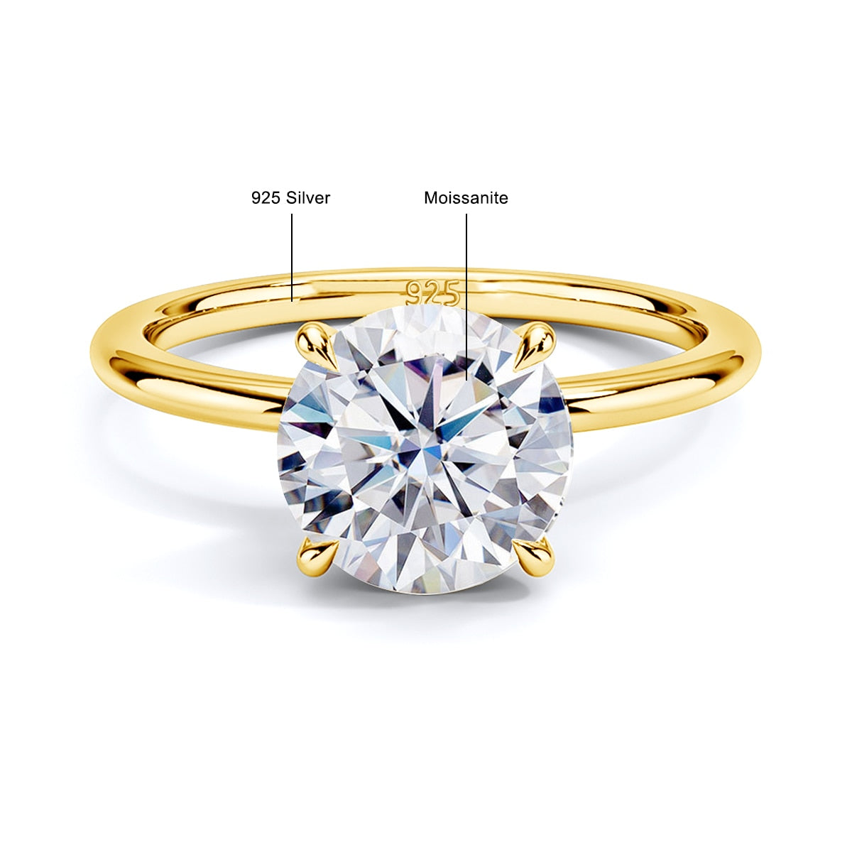 Moissanite Ring Gold Colour NZ Holloway Jewellery