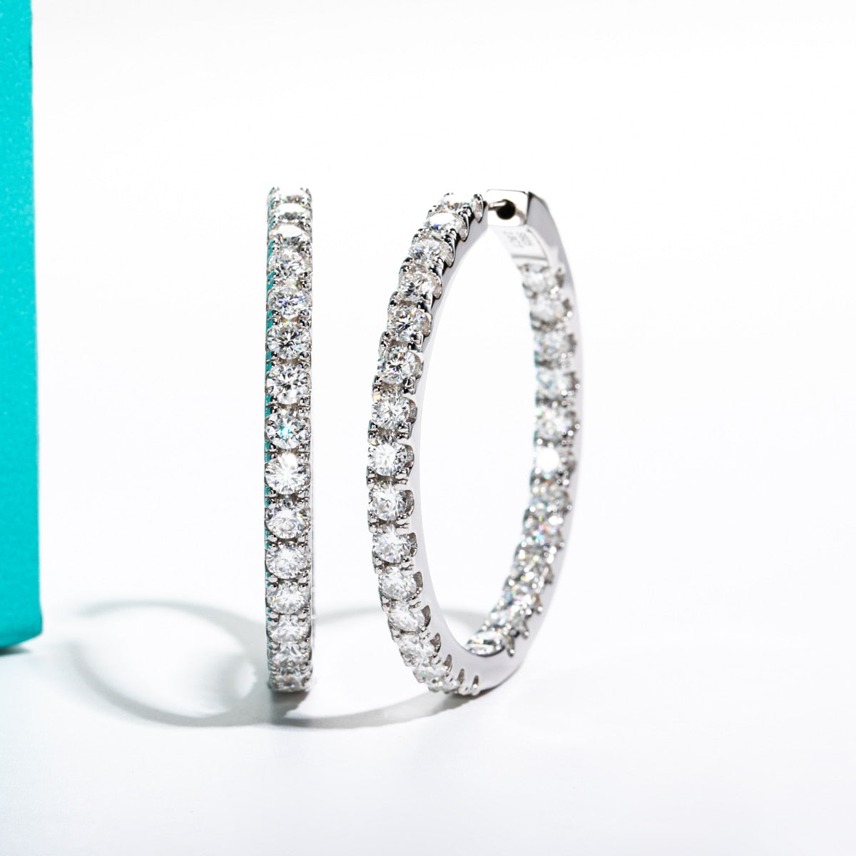 Sterling Silver Hoop Moissanite Earrings