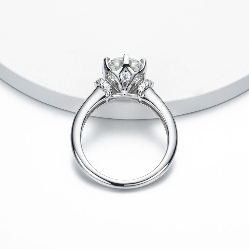 Sterling Silver Moissanite Diamond Engagement Ring
