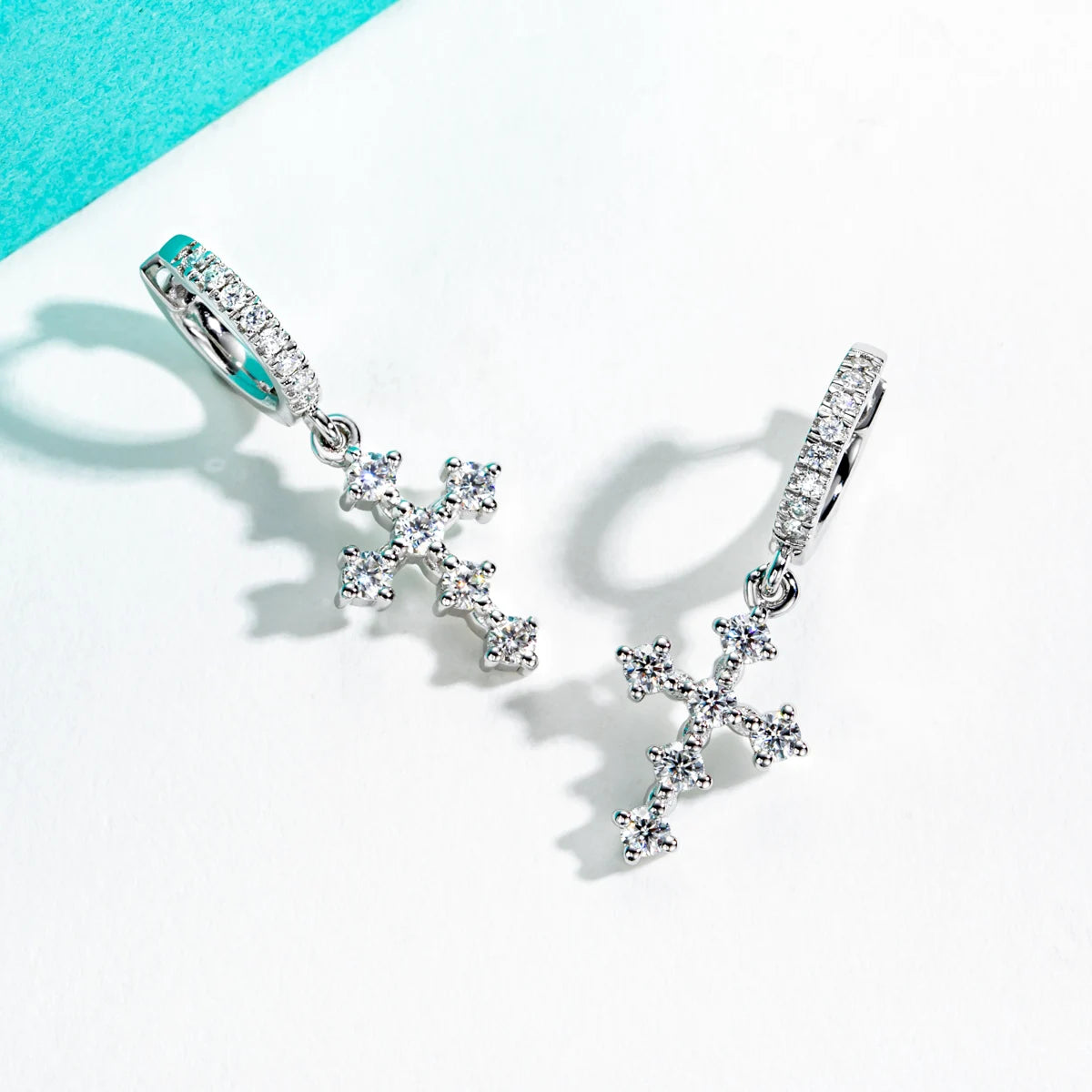 Moissanite Cross Earrings