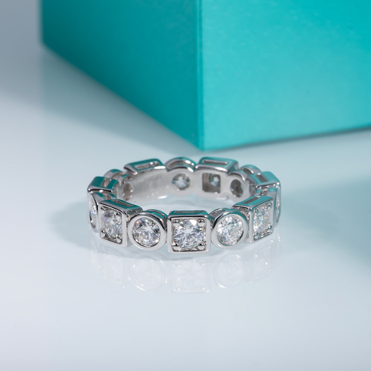 Mens Moissanite Diamond Ring Sterling Silver