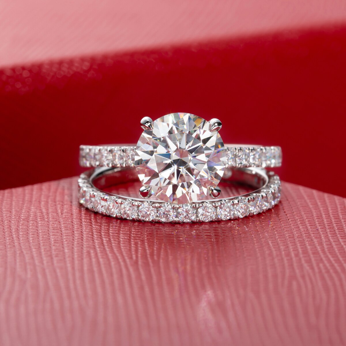 Holloway Jewellery UK Moissanite Diamond Ring Set 14K White Gold