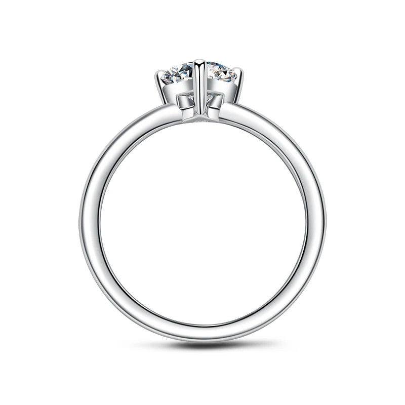 Holloway Jewellery UK 1ct Heart Shape Moissanite Diamond Solitaire Ring Sterling Silver