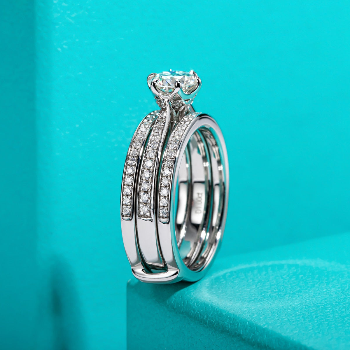 Sterling Silver Moissanite Diamond Ring Set Australia