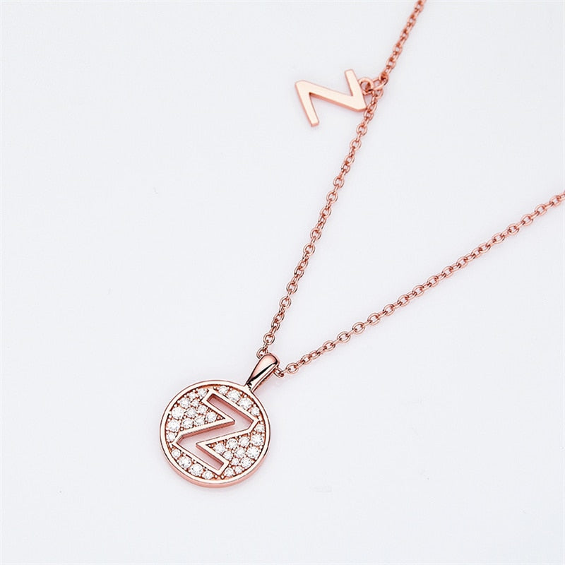 Moissanite Initial Necklace Pendant 925 Sterling Silver 18K Rose Gold Plated