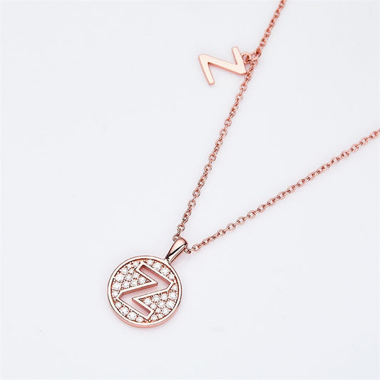 Moissanite Initial Necklace Pendant 925 Sterling Silver 18K Rose Gold Plated