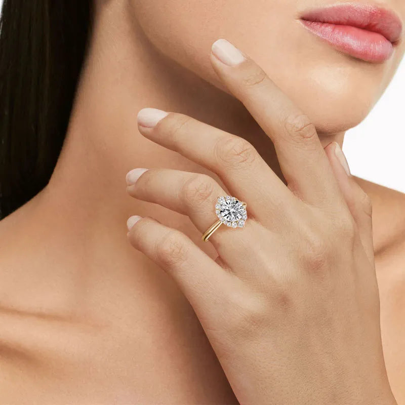 Moissanite Diamond Halo Ring Free Shipping Canada