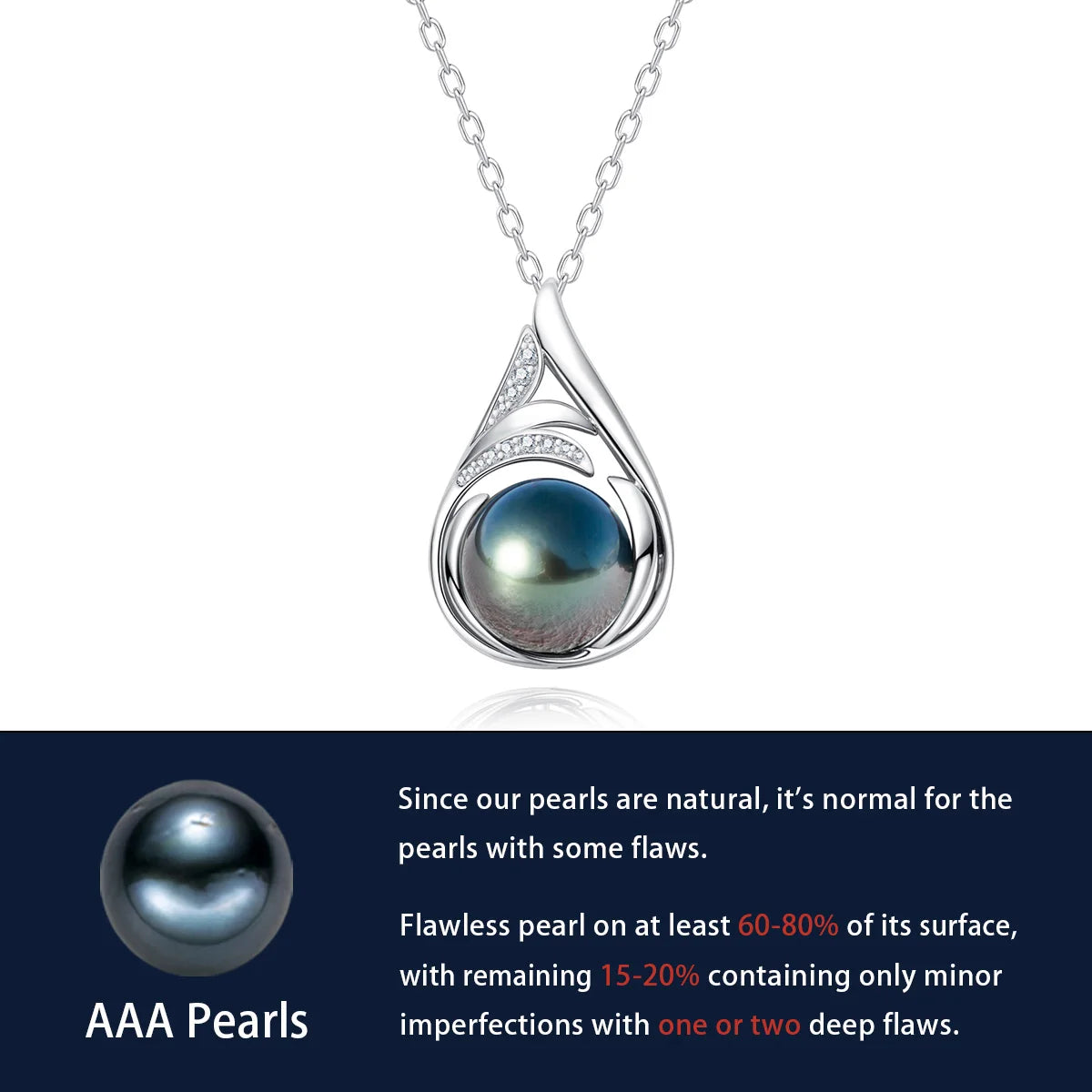 Black Pearl Moissanite Diamond Pendant Free Shipping UK