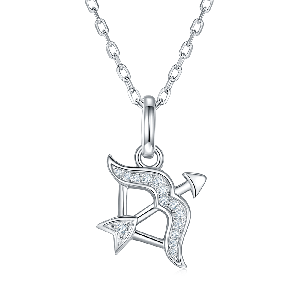 Sagittarius Sterling Silver Star Sign Moissanite Diamond Pendant US