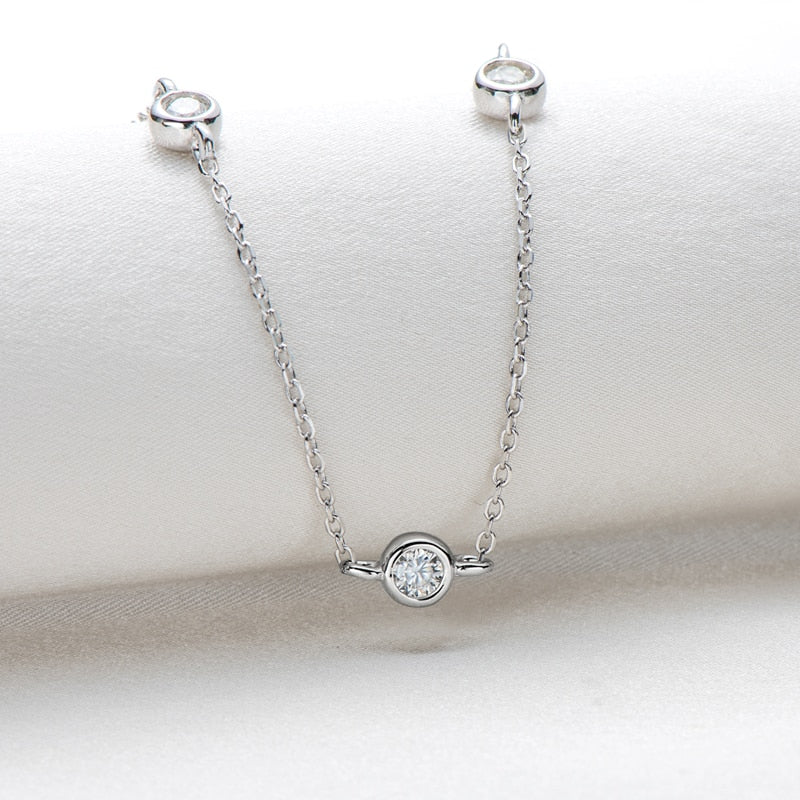 4mm bezel set moissanite necklace Silver colour Holloway Jewellery