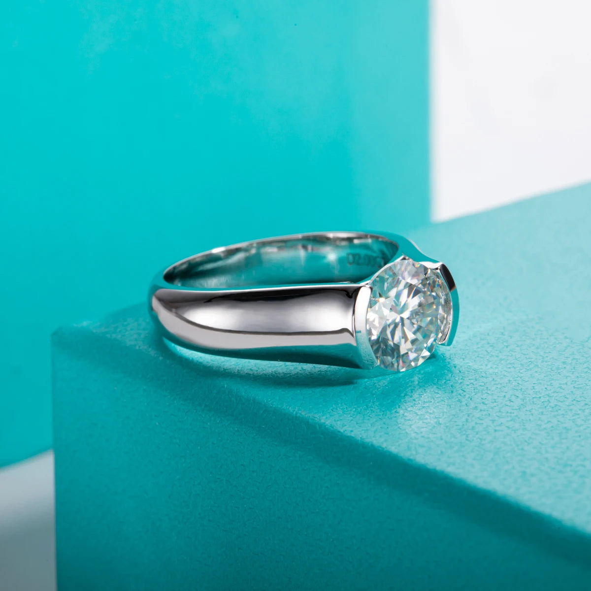 Womens Moissanite Solitaire Diamond Sterling Silver Ring USA