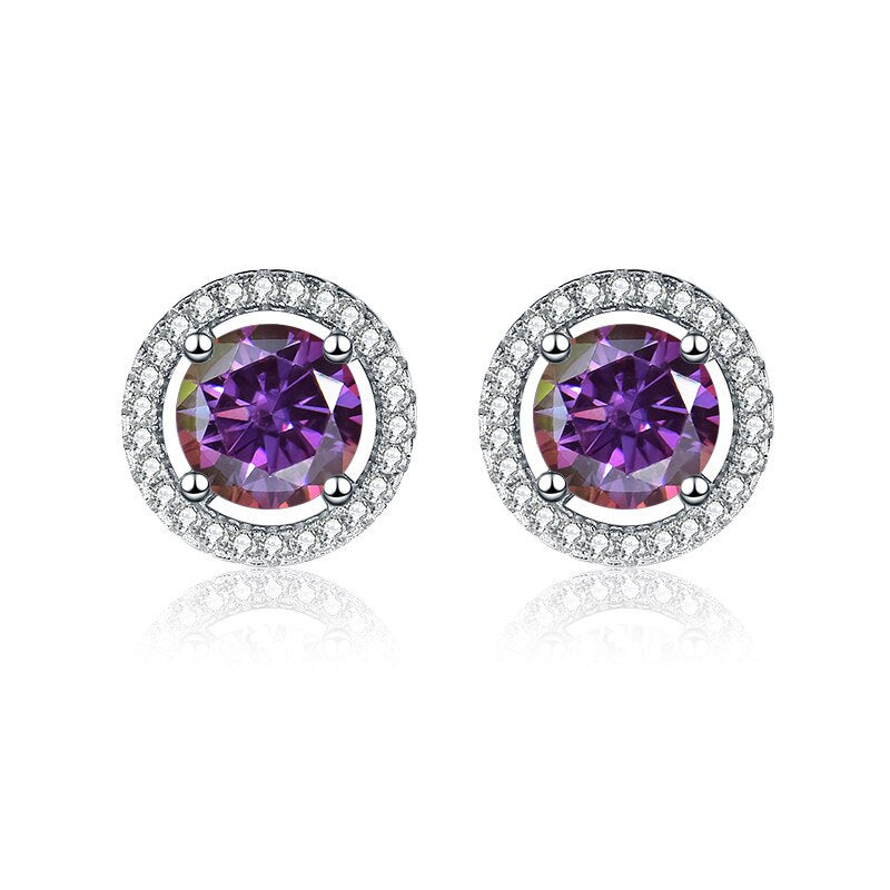 Moissanite Coloured Diamond Sterling Silver Earrings NZ