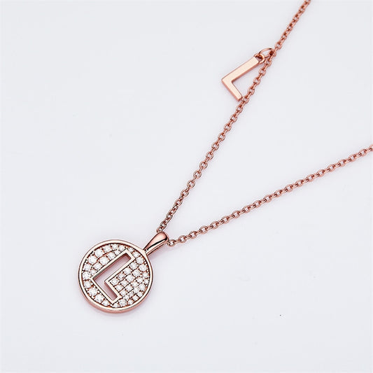 Moissanite Initial Necklace Pendant 925 Sterling Silver 18K Rose Gold Plated