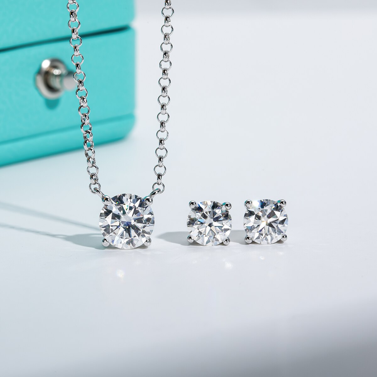 Moissanite Necklace Earrings Jewellery Set Holloway Jewellery