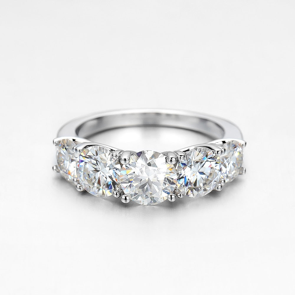 5 Stone Moissanite Diamond Ring Sterling Silver UK