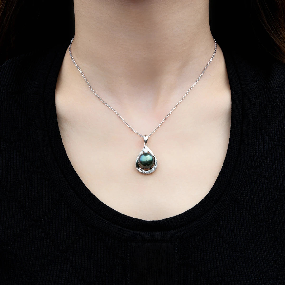 Black Pearl Moissanite Necklace Holloway Jewellery UK