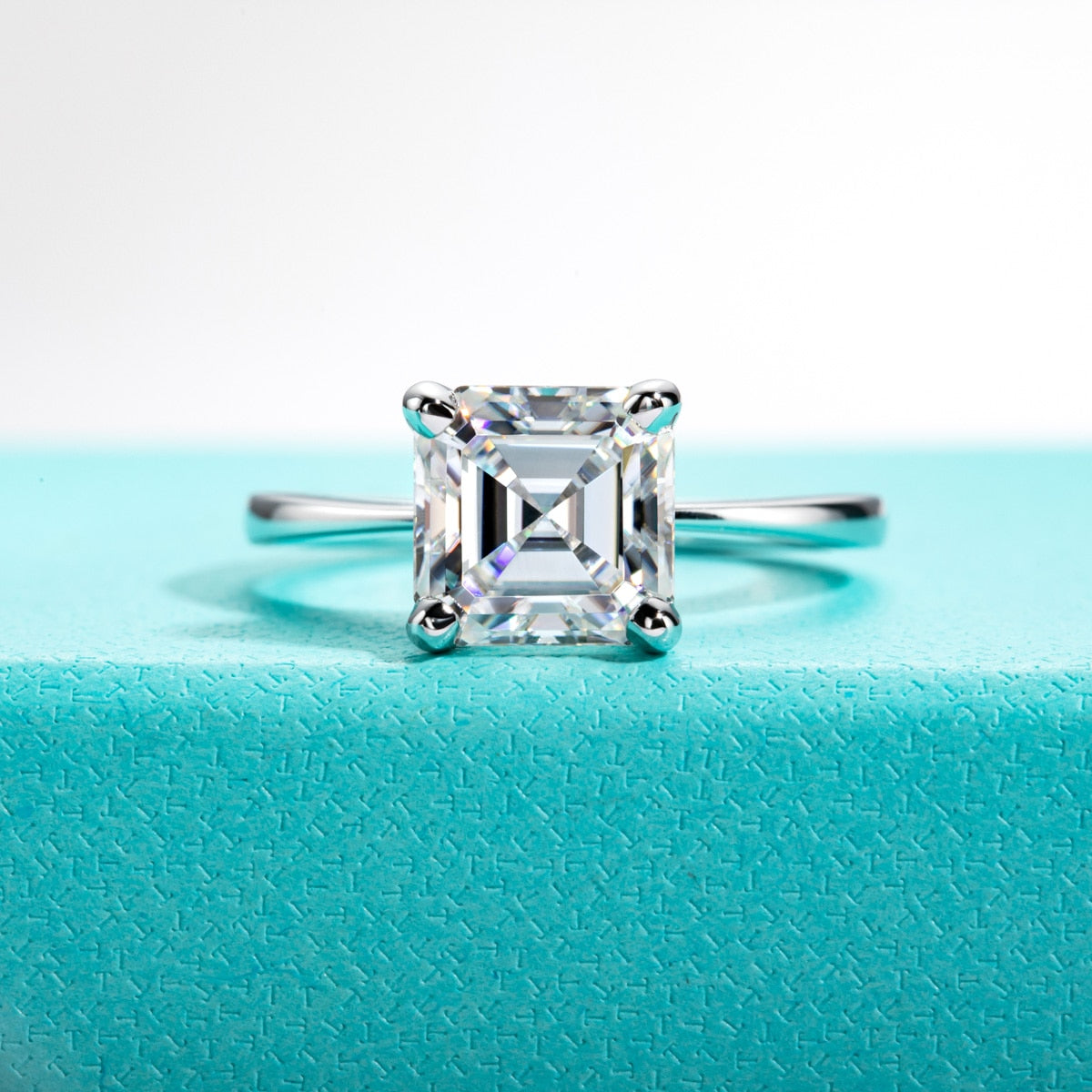 Holloway Jewellery Asscher Cut Moissanite Diamond Solitaire Ring