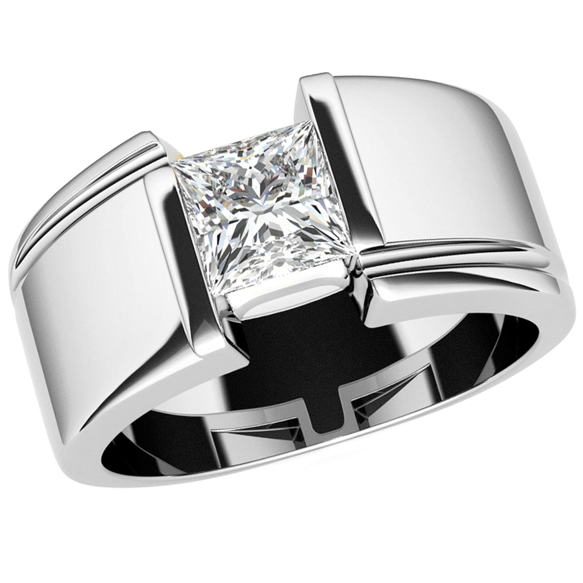 3 carat moissanite princess cut mens ring tension set holloway jewellery UK