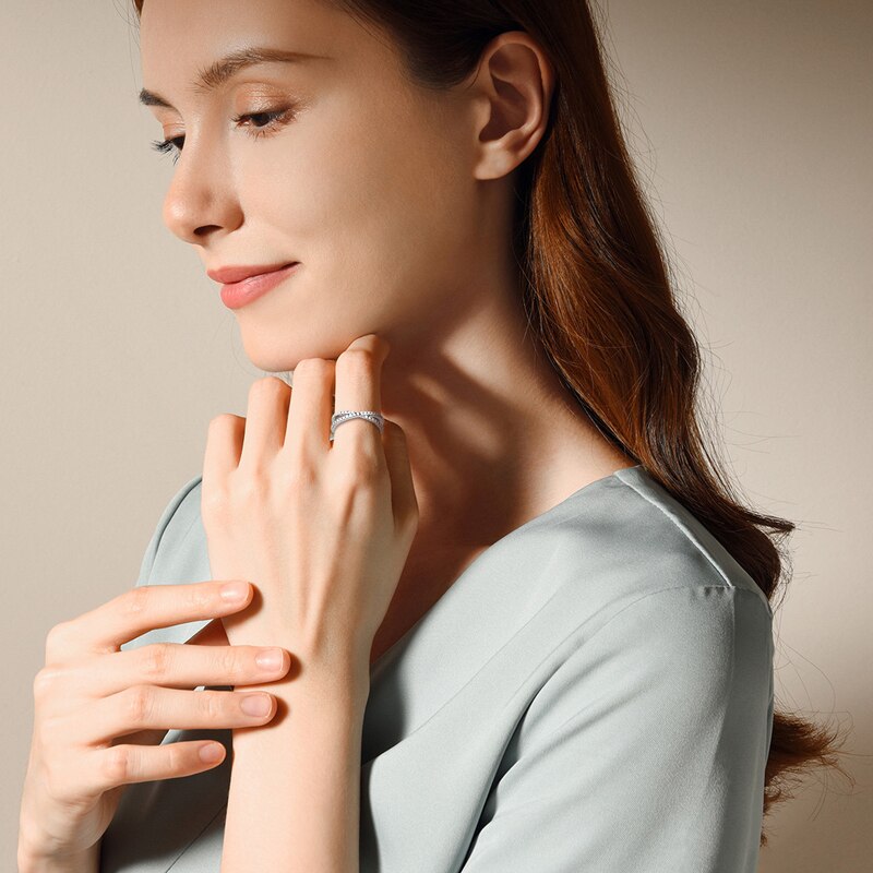 Sterling Silver Moissanite Diamond Half Eternity Ring