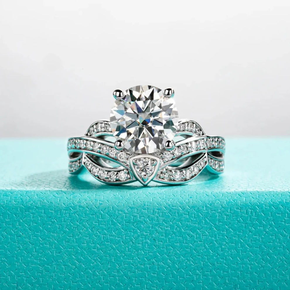 3ct Moissanite Diamond Ring Sterling Silver