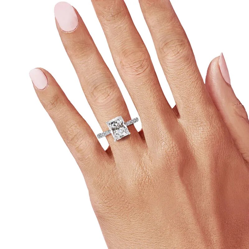 Radiant Cut Moissanite Diamond Ring Free Shipping US