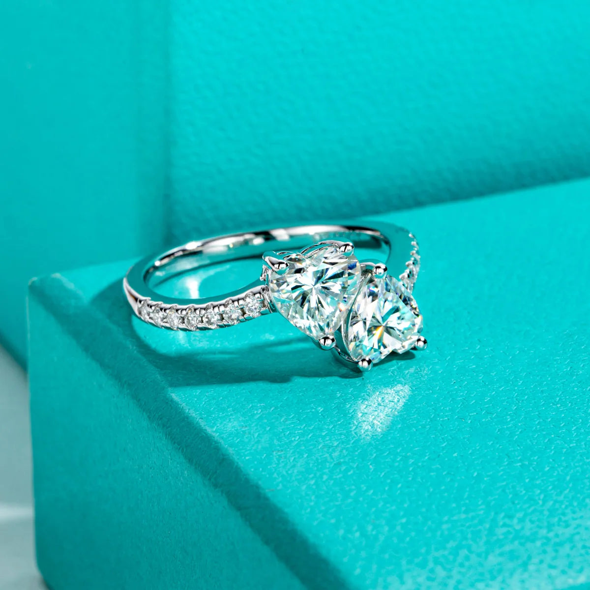 Heart Shape Moissanite Diamond Ring Sterling Silver
