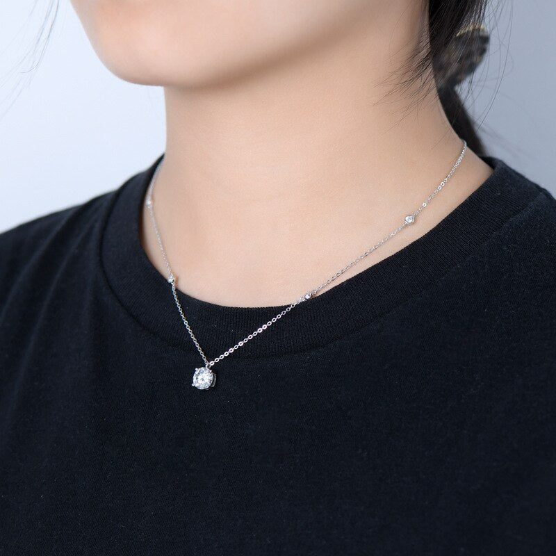 Sterling Silver Moissanite Diamond Necklace