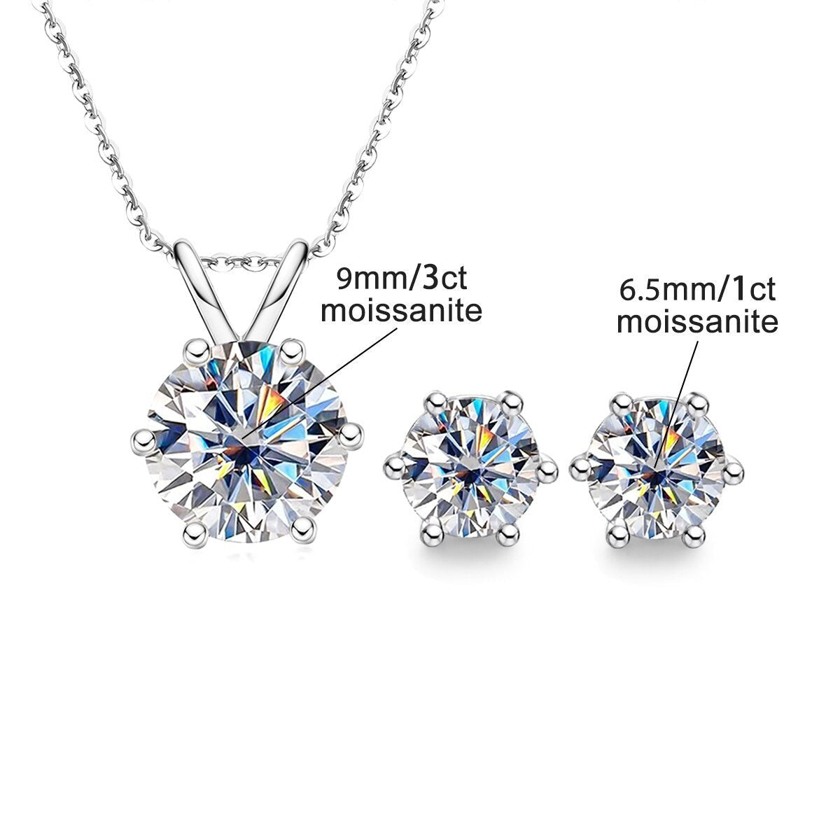 Holloway Jewllery Moissanite Necklace Earrings Jewellery Set