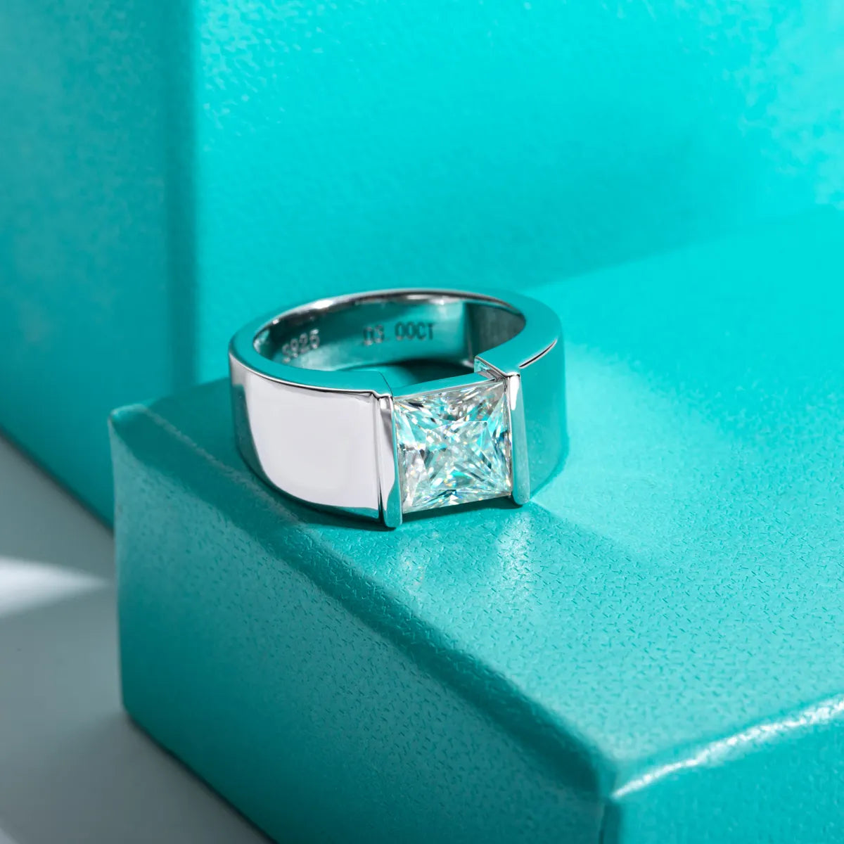 moissanite mens rings princess cut 3ct