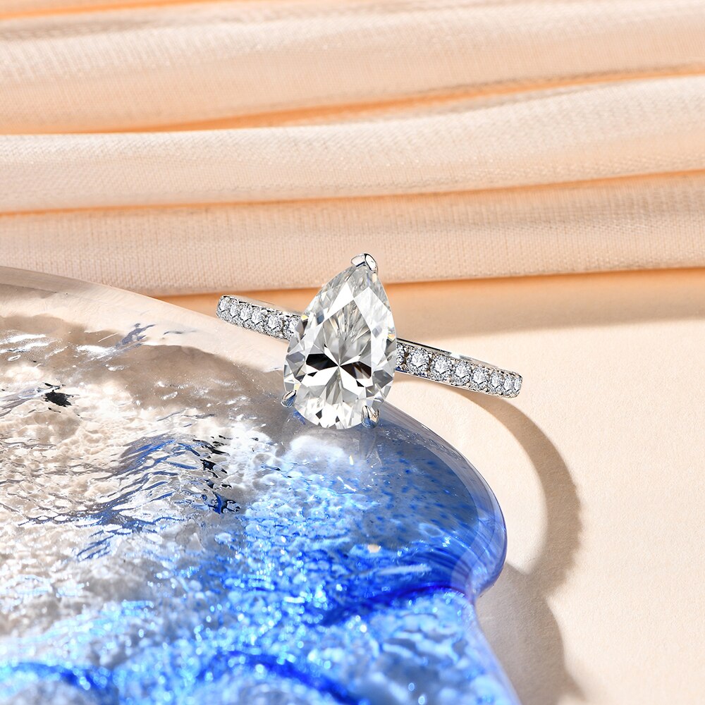 Pear Moissanite Diamond Ring UK
