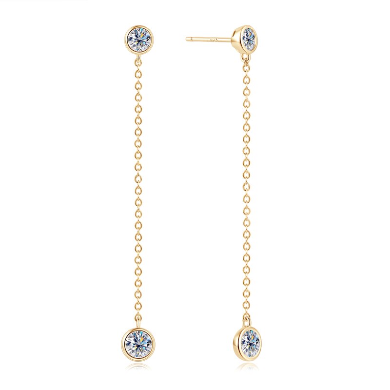 Long Drop Moissanite Diamond Earrings