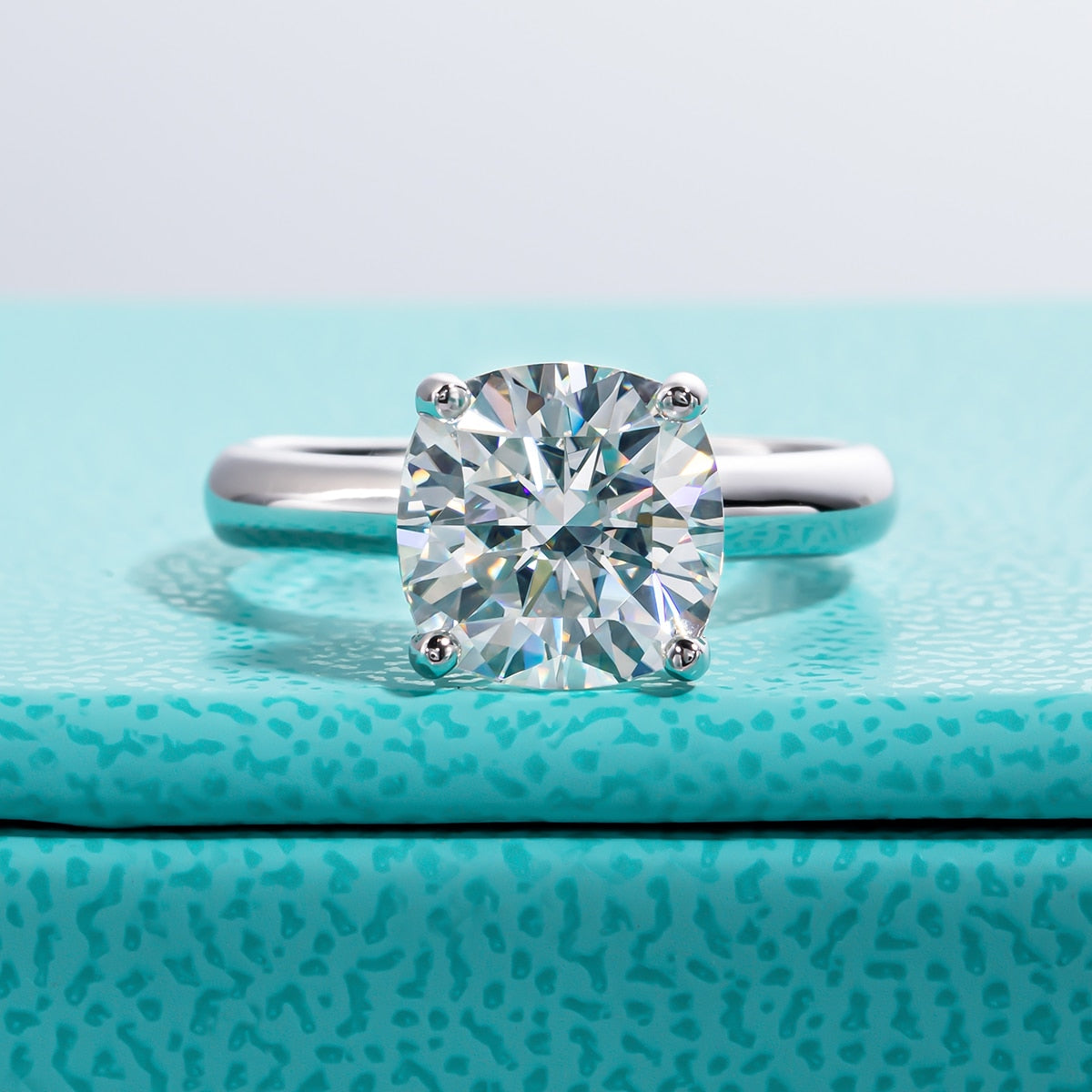 3.5ct Cushion Cut Moissanite Diamond Engagement Ring Sterling Silver