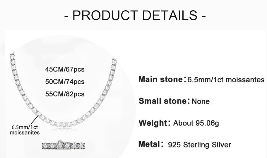 silver gold plated tennis necklace Holloway Jewellery Moissanite Diamonds 6.5mm