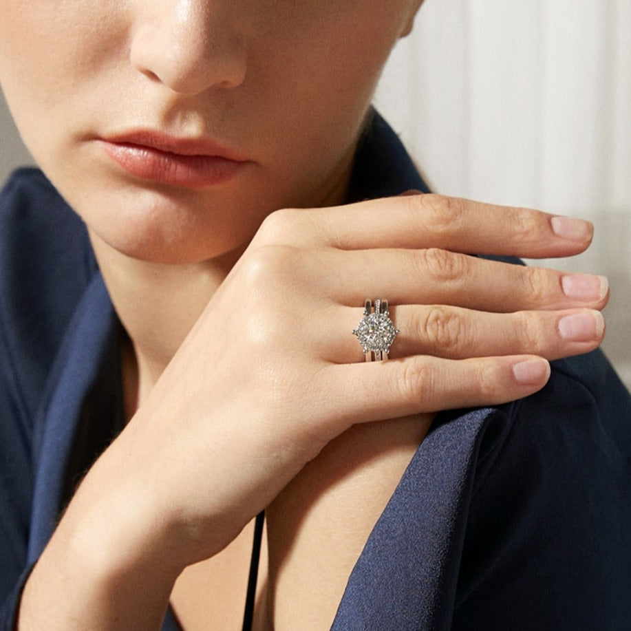 Holloway Jewellery Moissanite Diamond Ring Set Sterling Silver UK
