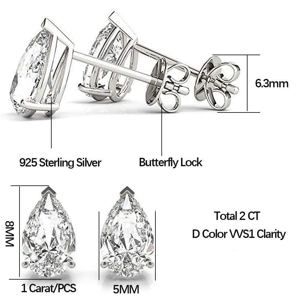 Pear Moissanite Stud Earrings UK