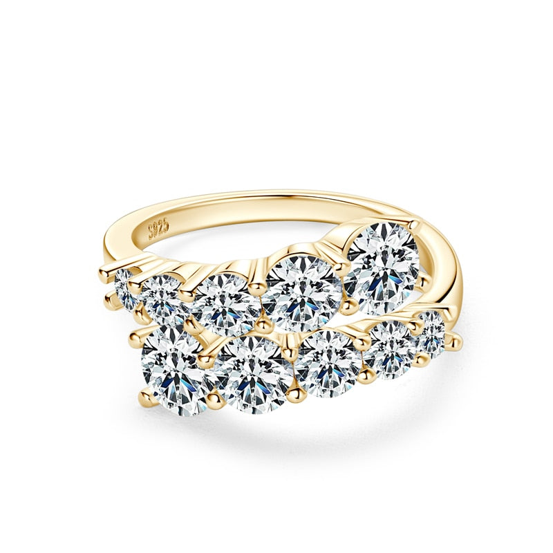 Moissanite Diamond Ring 925 Sterling Silver Yellow Gold Plated