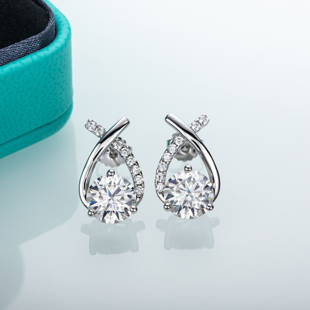 Sterling Silver Moissanite Diamond Stud Earrings